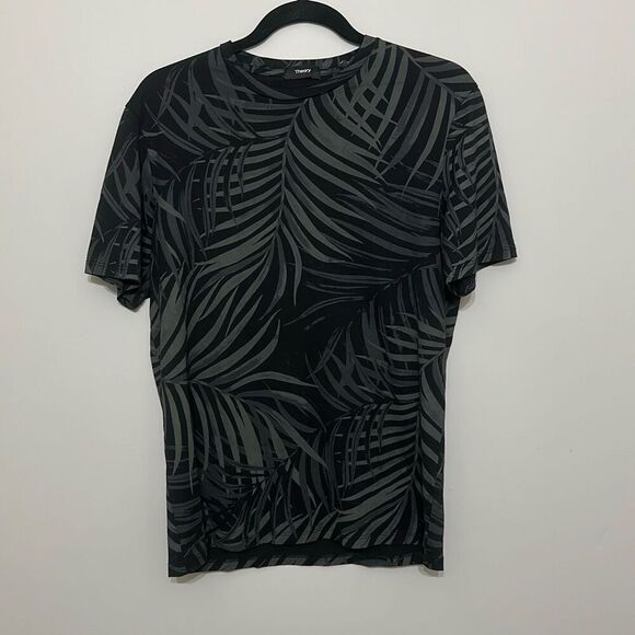 Theory Clean Tee Mens Eclipse Multi Saygo Jersey Frond Print T-Shirt Size Medium - Picture 1 of 7